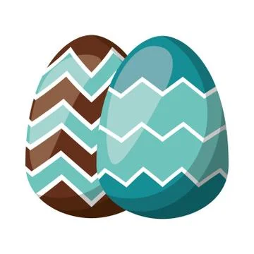Pair easter eggs painted icon Ilustração Stock