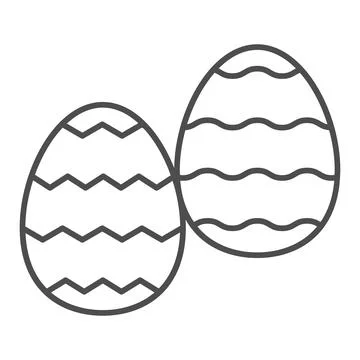 Pair of Easter eggs thin line icon, Happy Easter concept, Easter greeting card Illustrazione stock