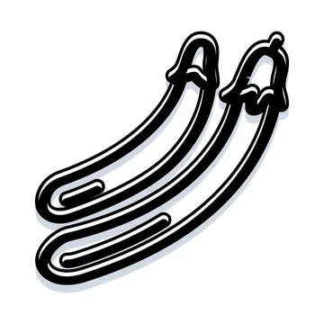Pair of eggplants vegetables line art illustration Ilustração Stock