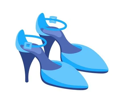 Pair of elegant blue high heel shoes with ankle strap and buckle Stock-Illustration