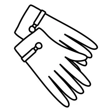Pair of elegant warm gloves, doodle style flat vector outline for coloring book Ilustração Stock