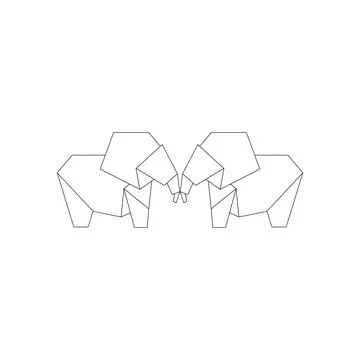 Pair Elephant Polygonal Lines Stock Illustration