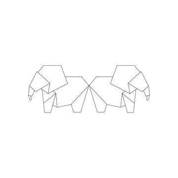 Pair Elephant Polygonal Lines Stock Illustration