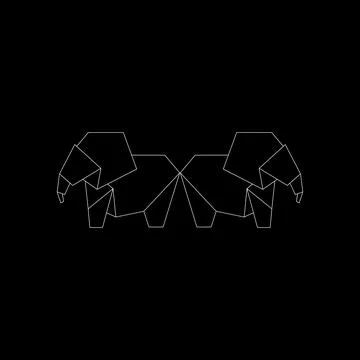 Pair Elephant Polygonal Lines4 Stock Illustration
