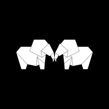 Pair Elephant Shape Inspired by Origami Form Illustrazione stock