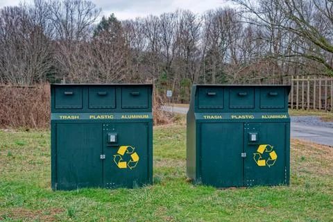 A pair of environmental garbage cans Stock Photos