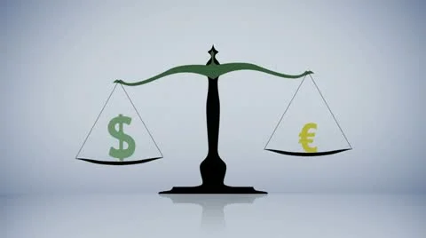 Pair eur-usd on scales Stock Footage 12665317