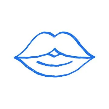 A pair of female lips, a hand drawn vector illustration. Whimsical doodle sym イラスト素材