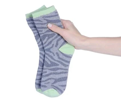 Pair female socks in hand Stock Photos