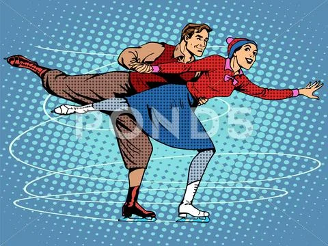 Pair figure skaters ice dance Stock Illustration