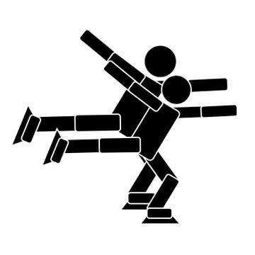 Pair figure skating. Flat icon Stock Illustration
