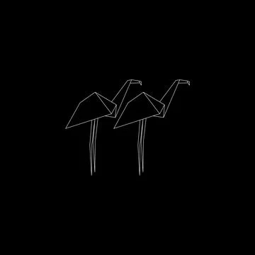 Pair Flamingo Polygonal Lines Ilustração Stock