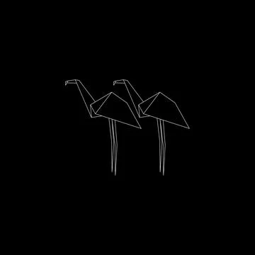 Pair Flamingo Polygonal Lines Ilustração Stock