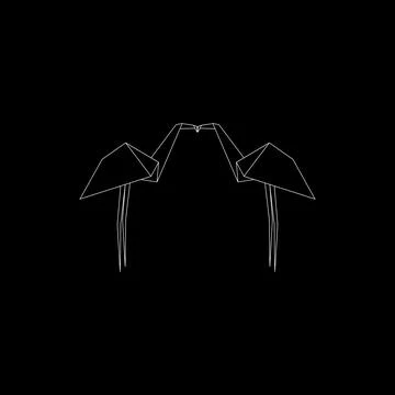Pair Flamingo Polygonal Lines Ilustração Stock