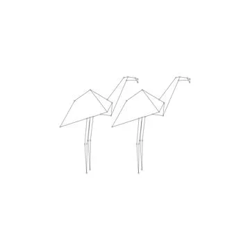 Pair Flamingo Polygonal Lines Ilustração Stock