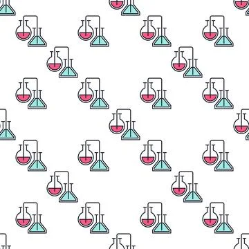 Pair of Flask vector Chemical colored seamless pattern Stock Illustration