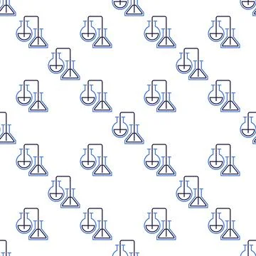 Pair of Flask vector Chemical seamless pattern in outline style Stock Illustration