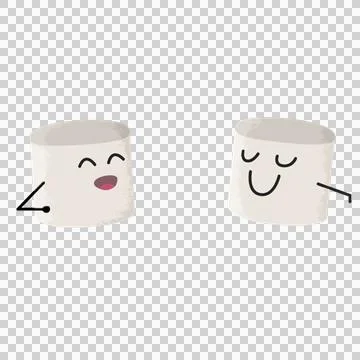 Pair of flat design marshmallows are floating on transparent background, showing Ilustração Stock