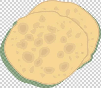 Pair of flatbreads are overlapping in flat design on transparent background, Ilustração Stock