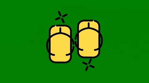 Pair flip flops green background two green screen animated chromakey Stock Footage 314066751