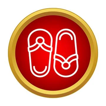 Pair of flip flops icon in red circle Ilustração Stock