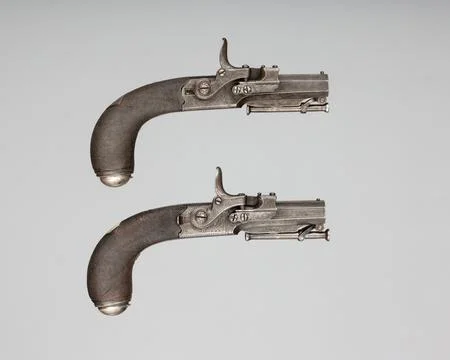 Pair of Forsyth Patent Third Model Sliding Primer Pistols ca. 1828 Alexande.. Stock Photos