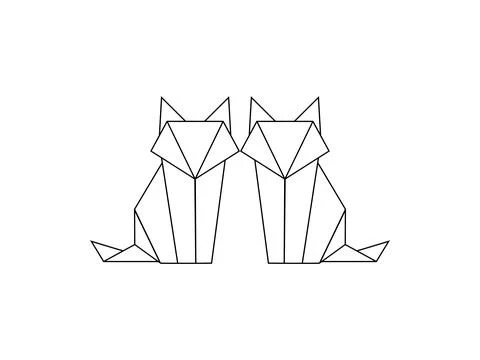 Pair of the Fox Polygonal Lines Illustration Stock Illustration