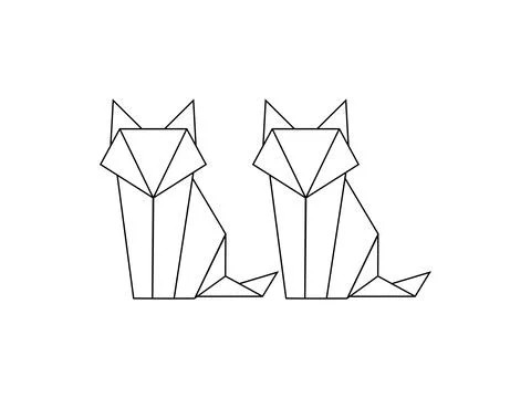 Pair of the Fox Polygonal Lines Illustration Illustrazione stock