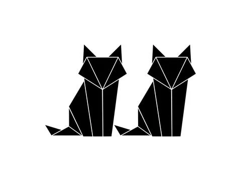 Pair of the Fox Polygonal Lines Illustration Stock Illustration