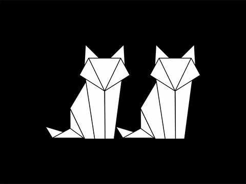 Pair of the Fox Polygonal Lines IllustrationW-7 Stock Illustration