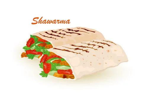 Pair of fresh shawarma dish Stock Illustration