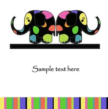 A pair of funny-colored elephants Stock Illustration