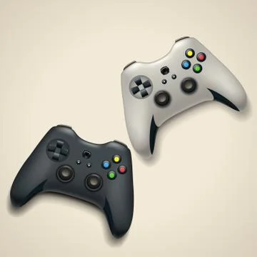 Pair gamepads on bright Stock Illustration