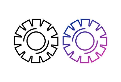 Pair Of Gear Icons With Gradient And Outline Design Representing Settings, .. 스톡 일러스트