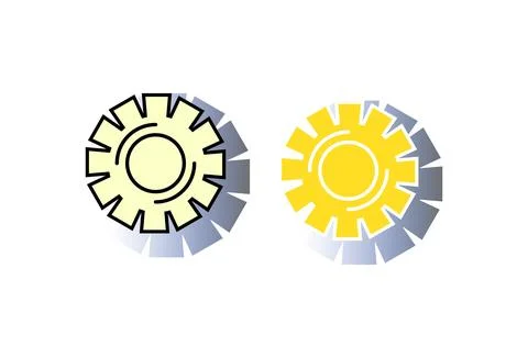 Pair Of Gear Icons With Gradient And Outline Design Representing Settings, .. 스톡 일러스트