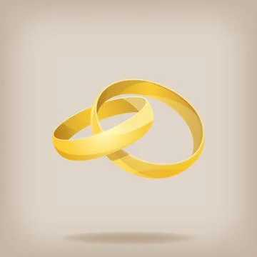 Pair of gold wedding rings. Vector illustration Stock Illustration