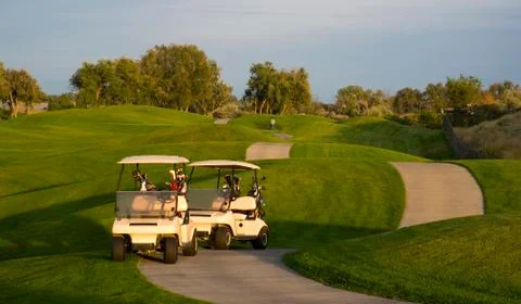 Pair of golf carts Fotos de archivo