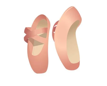 Pair of gradient pink shoes worn by ballet dancers icon Stock Illustration