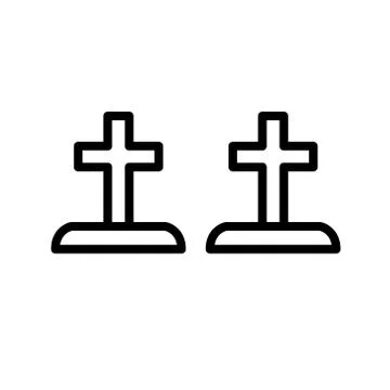 Pair grave line icon, vector illustration Stock Illustration