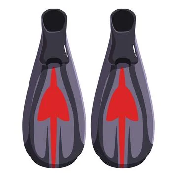 Pair of gray and red diving fins for underwater exploration Stock Illustration