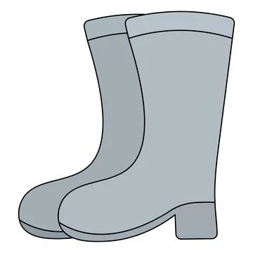 A pair of gray rubber boots. Special clothing that protects feet from water. Ilustração Stock