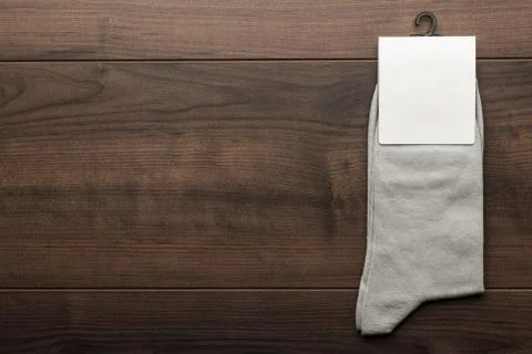Pair of gray socks with blank packing Foto stock