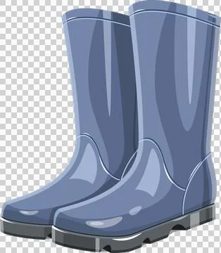 Pair of gray waterproof rubber boots, essential for wet weather or gardenin.. Ilustração Stock