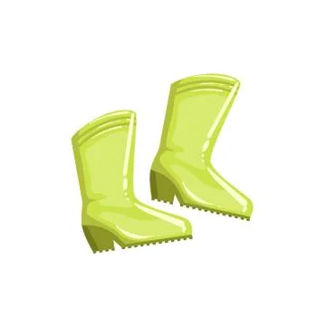 Pair Of Green Rubber Boots Stock Illustration