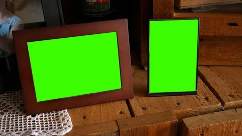A pair of green screen picture frames Stock Footage 105977351