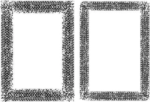 Pair of grunge frames with tire tracks. Vector illustration. Stockillustratie
