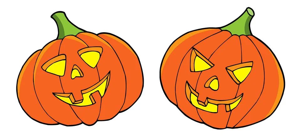 Pair of Halloween pumpkins Stock Illustration