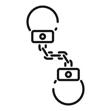 Pair of handcuffs connected by metallic chain for arresting criminals Stock Illustration
