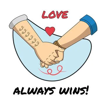 Pair of hands holding each other pride day icon 스톡 일러스트
