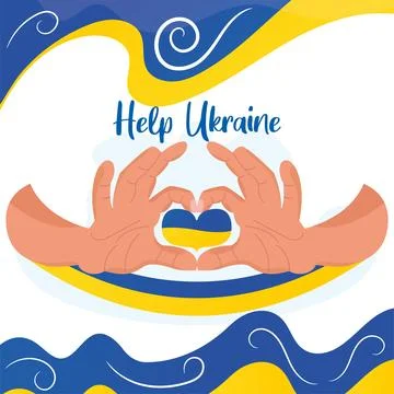 Pair of hands holding a heart shape Help Ukraine concept Vector Stock Illustration